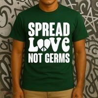 Retro Hippie Spread Love Not Germs T-Shirt thumb 3