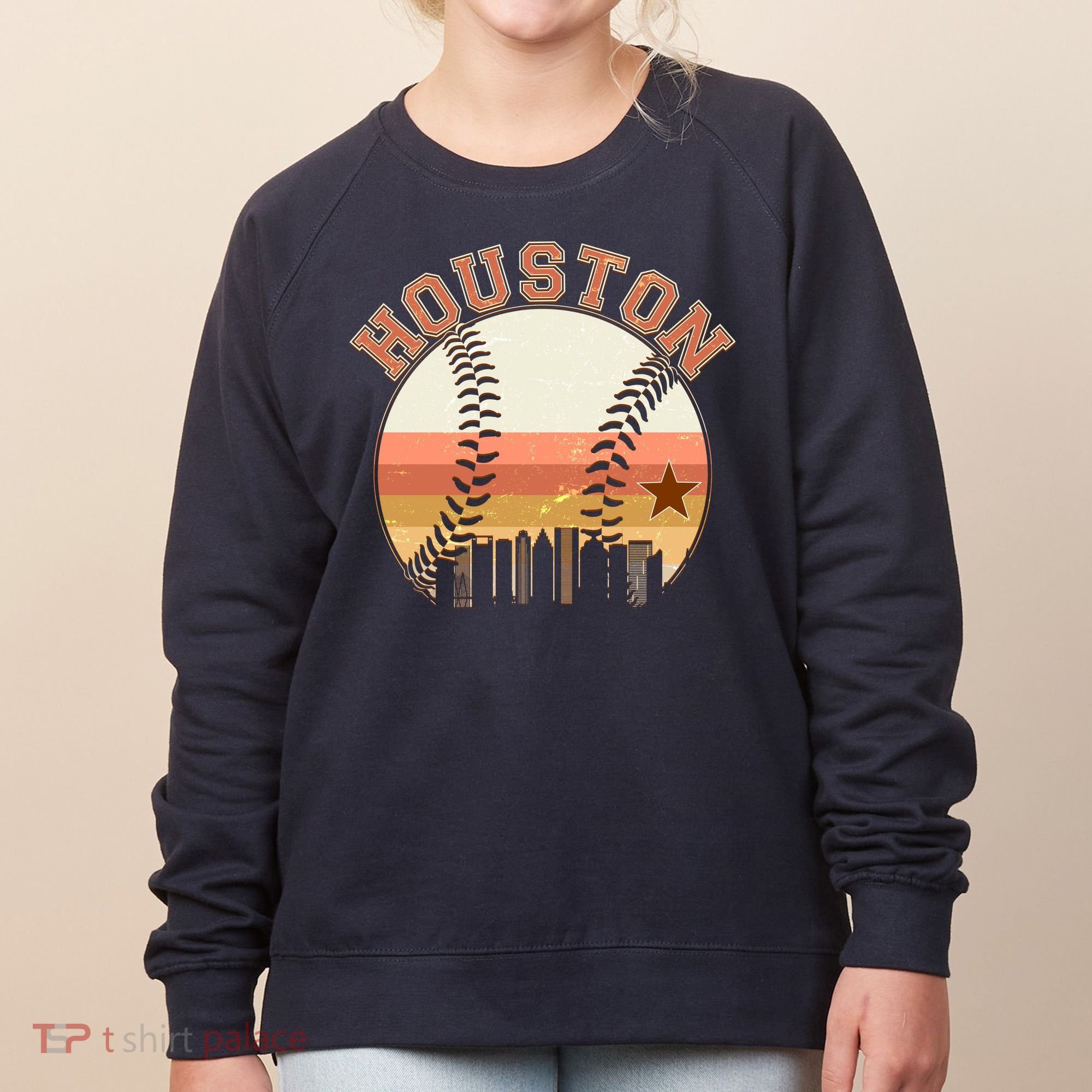 Retro Houston Baseball Fan Women's Sweatshirt