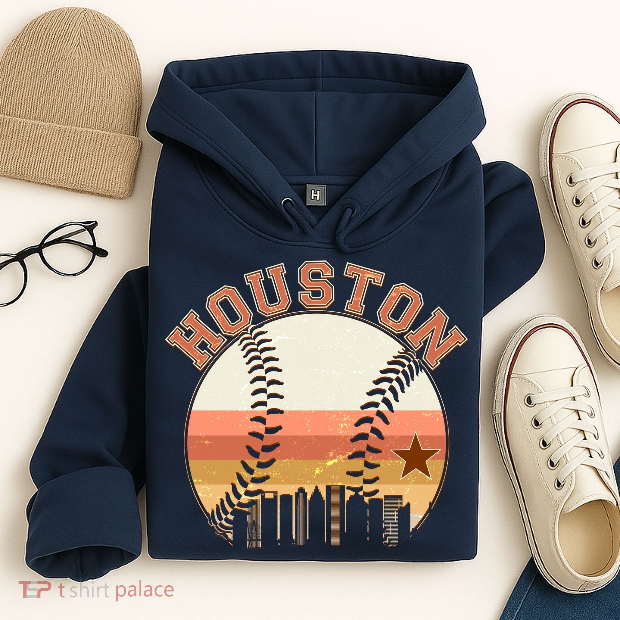 Retro Houston Baseball Fan Hoodie