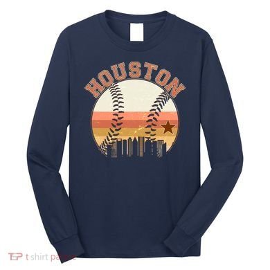 Retro Houston Baseball Fan Long Sleeve Shirt