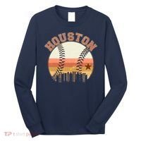 Retro Houston Baseball Fan Long Sleeve Shirt thumb 0