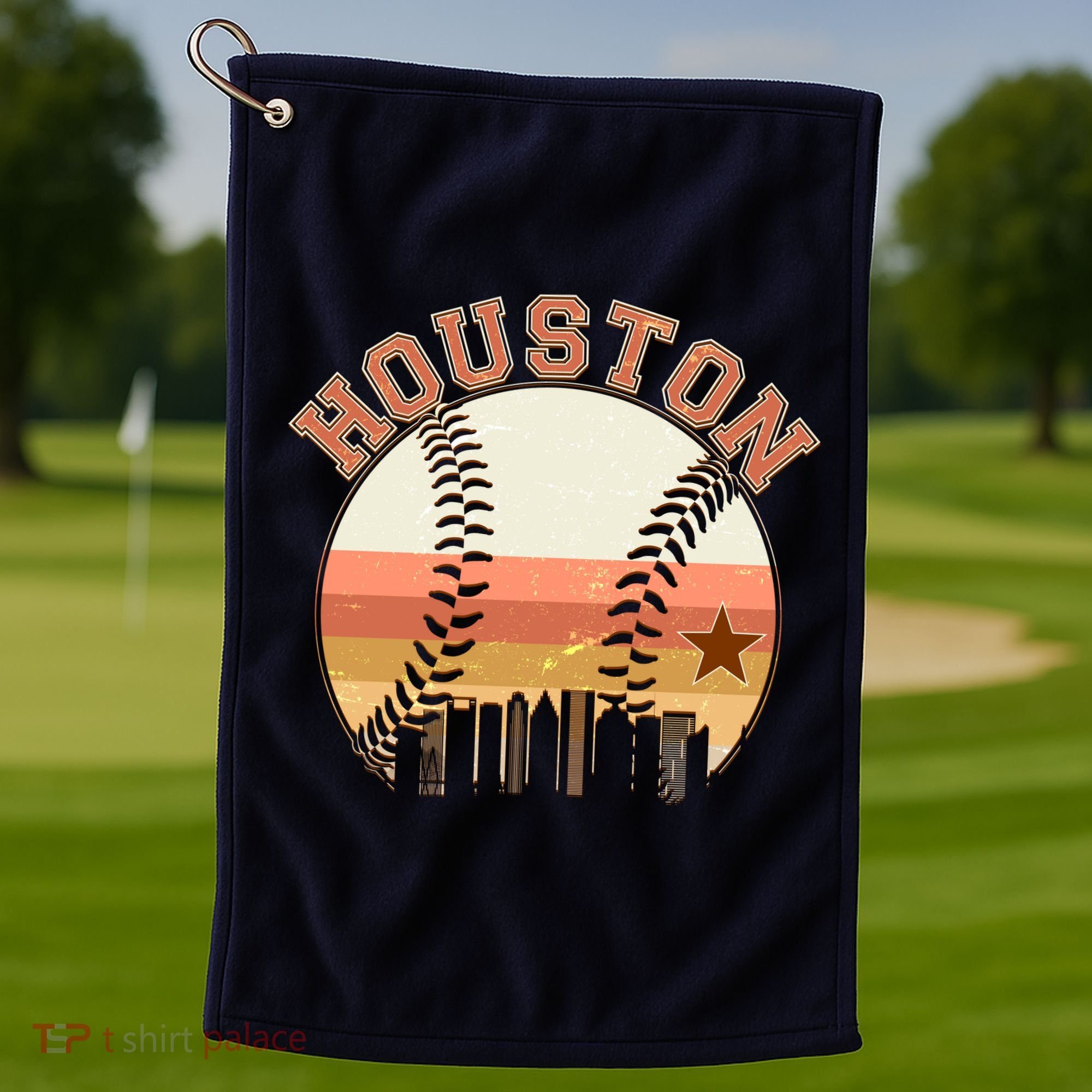 Retro Houston Baseball Fan Golf Towel