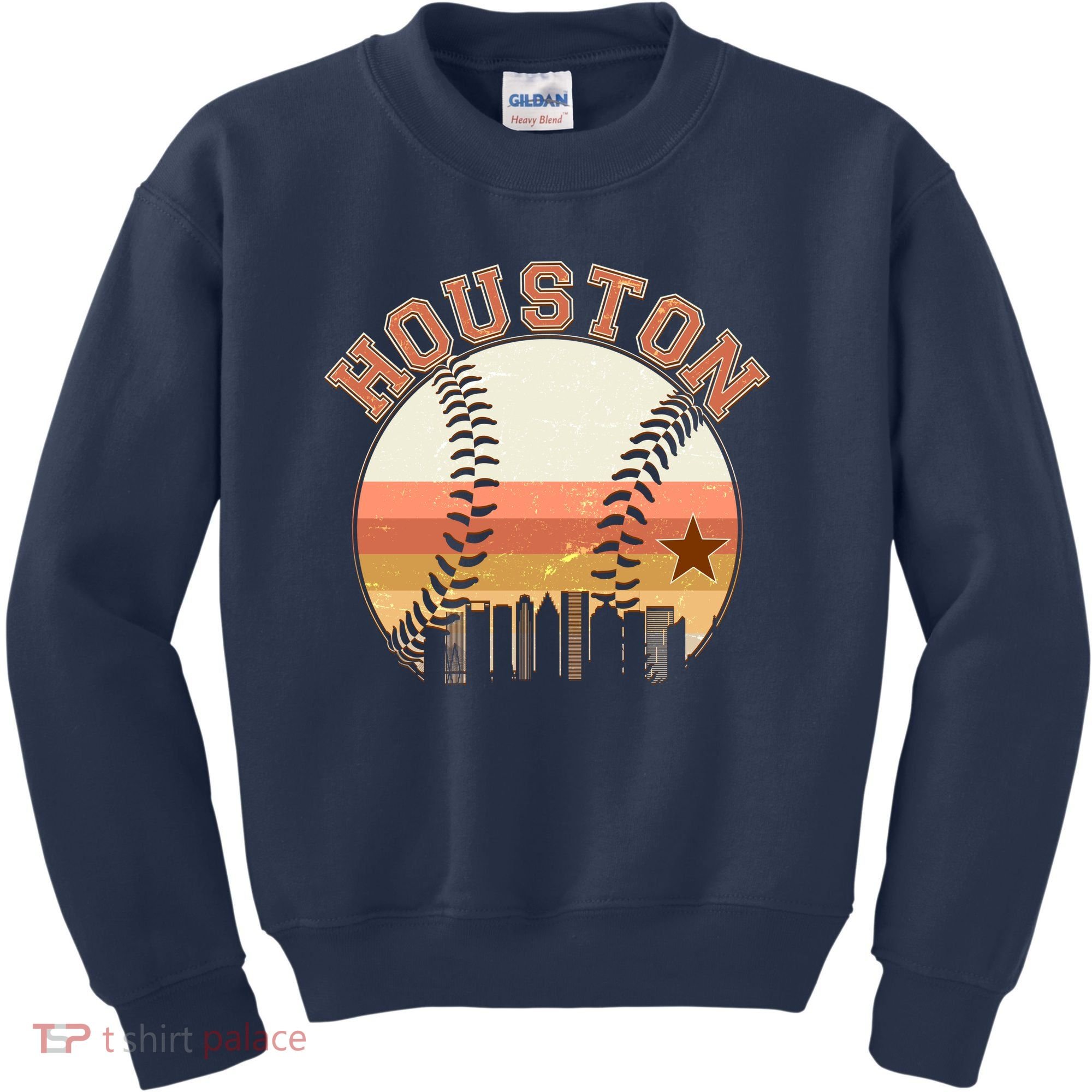 Retro Houston Baseball Fan Kids Sweatshirt