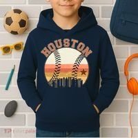 Retro Houston Baseball Fan Kids Hoodie thumb 2