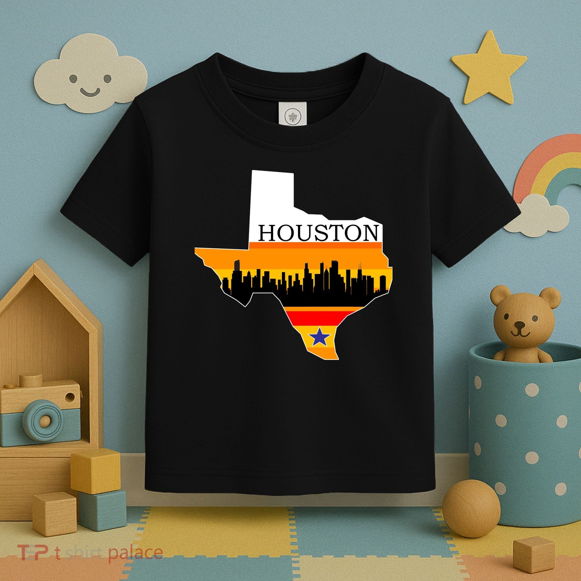 Retro Houston Texas Baseball Throwback Toddler T-Shirt