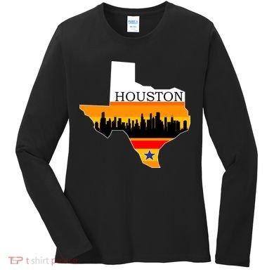 Retro Houston Texas Baseball Throwback Women's Long Sleeve Shirt