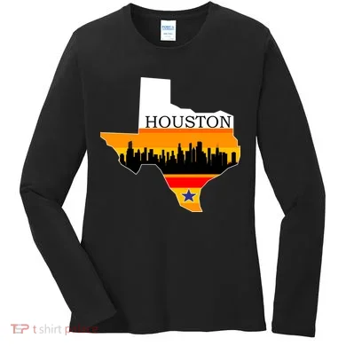 Retro Houston Texas Baseball Throwback Women's Long Sleeve Shirt
