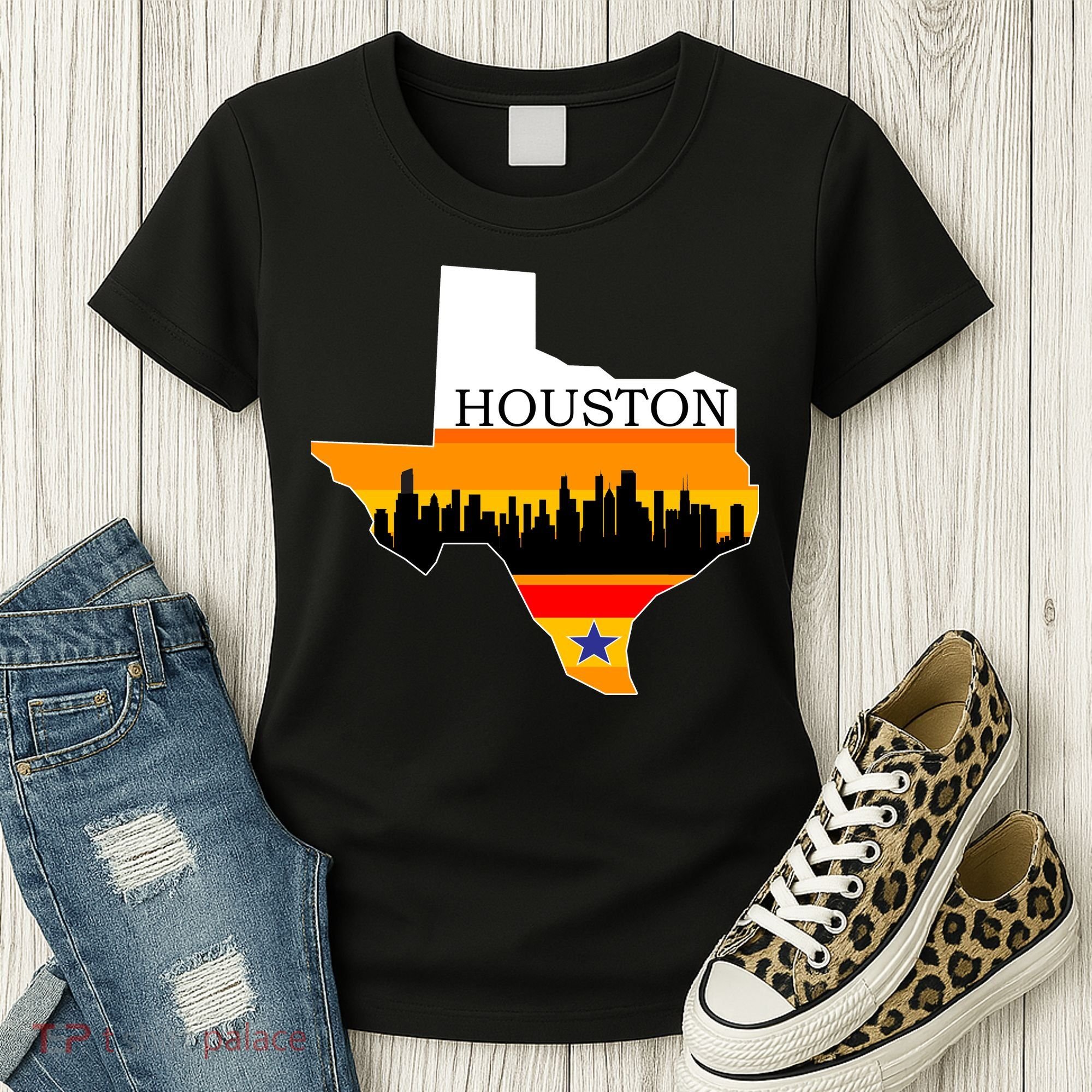 Retro Houston Texas Baseball Throwback Women's T-Shirt