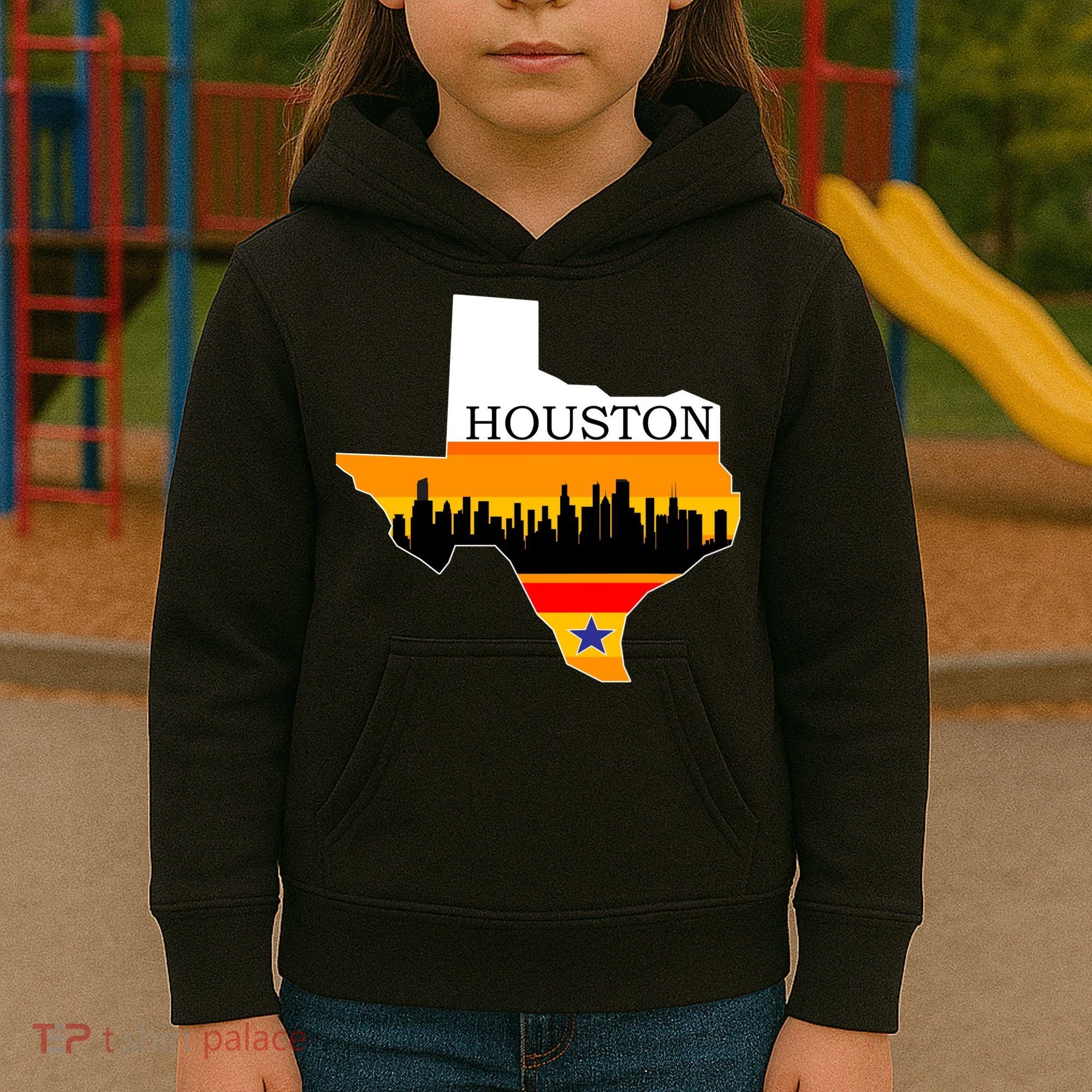 Retro Houston Texas Baseball Throwback Kids Hoodie