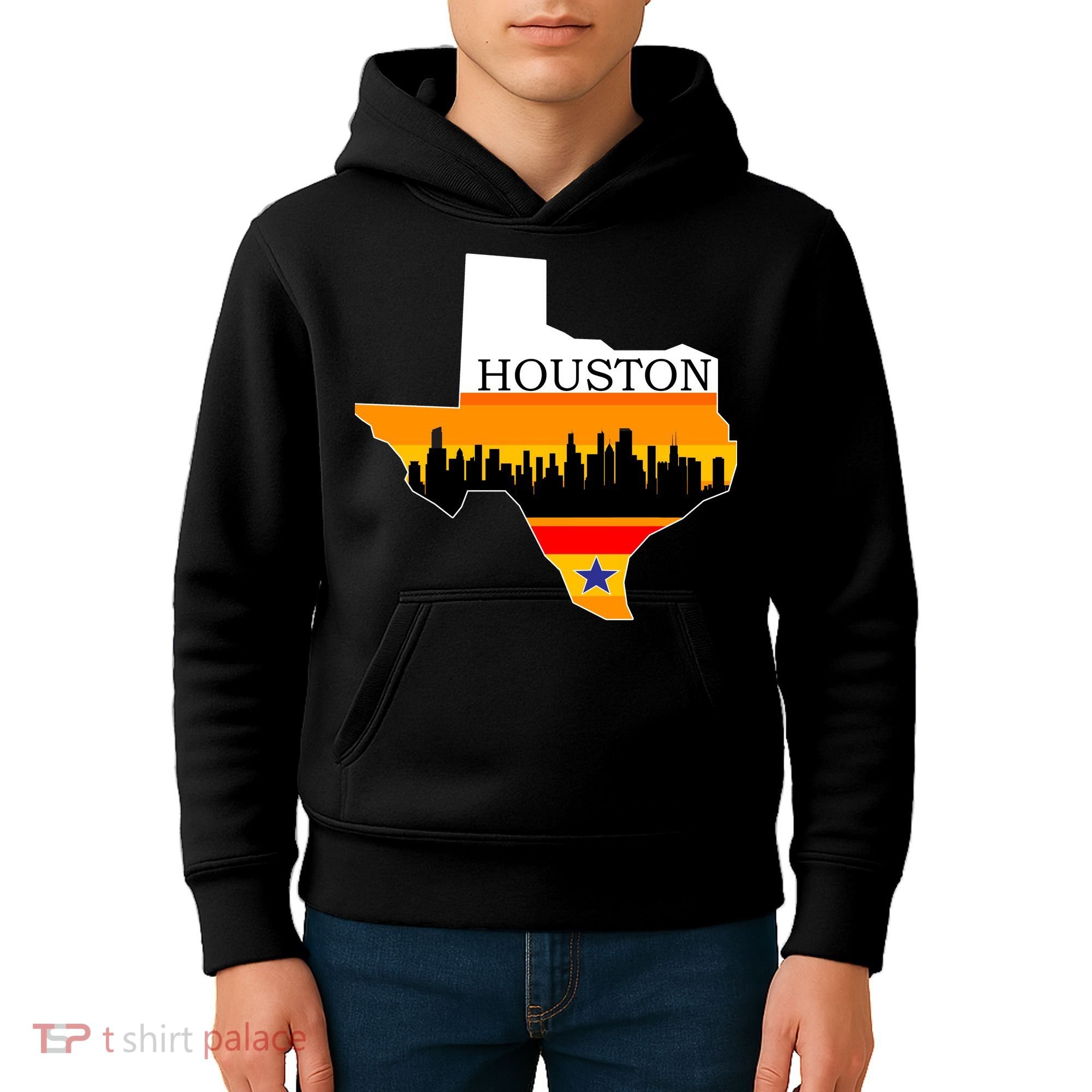 Retro Houston Texas Baseball Throwback Kids Hoodie