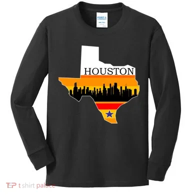 Retro Houston Texas Baseball Throwback Kids Long Sleeve Shirt