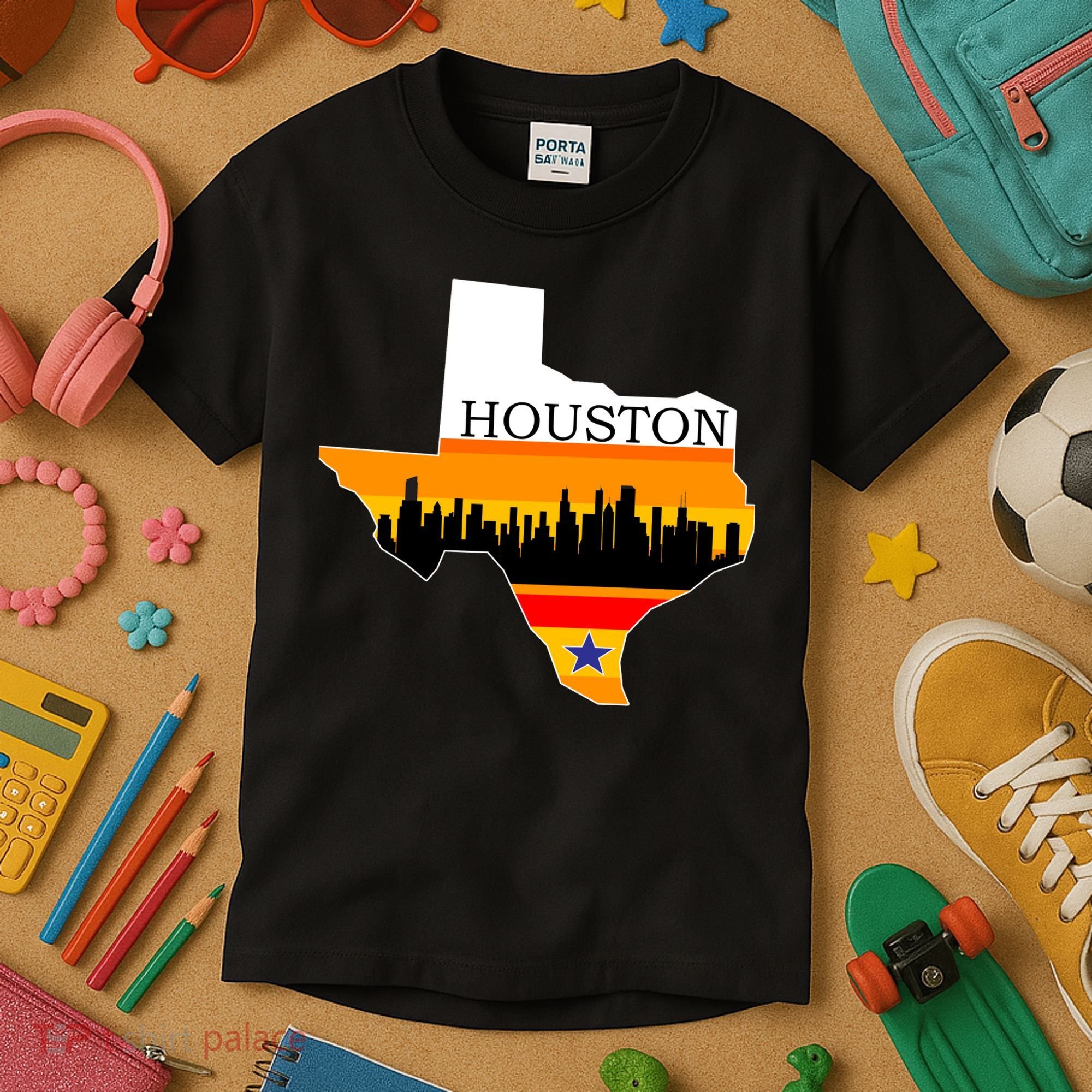 Retro Houston Texas Baseball Throwback Kids T-Shirt