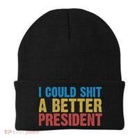 Retro I Could Shit A Better President Funny Meme Beanie thumb 0