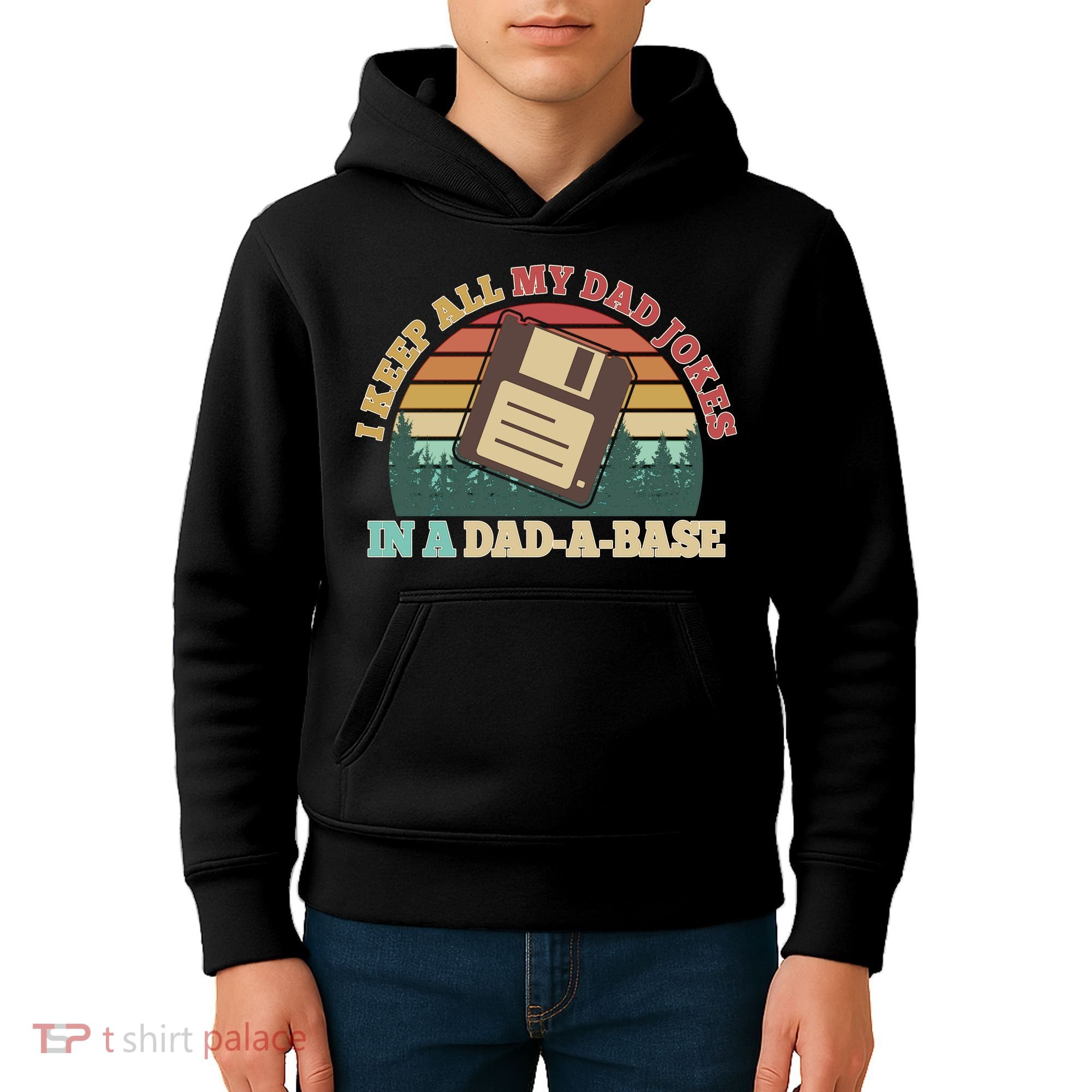 Retro I Keep All My Dad Jokes In A Dad A Base Kids Hoodie