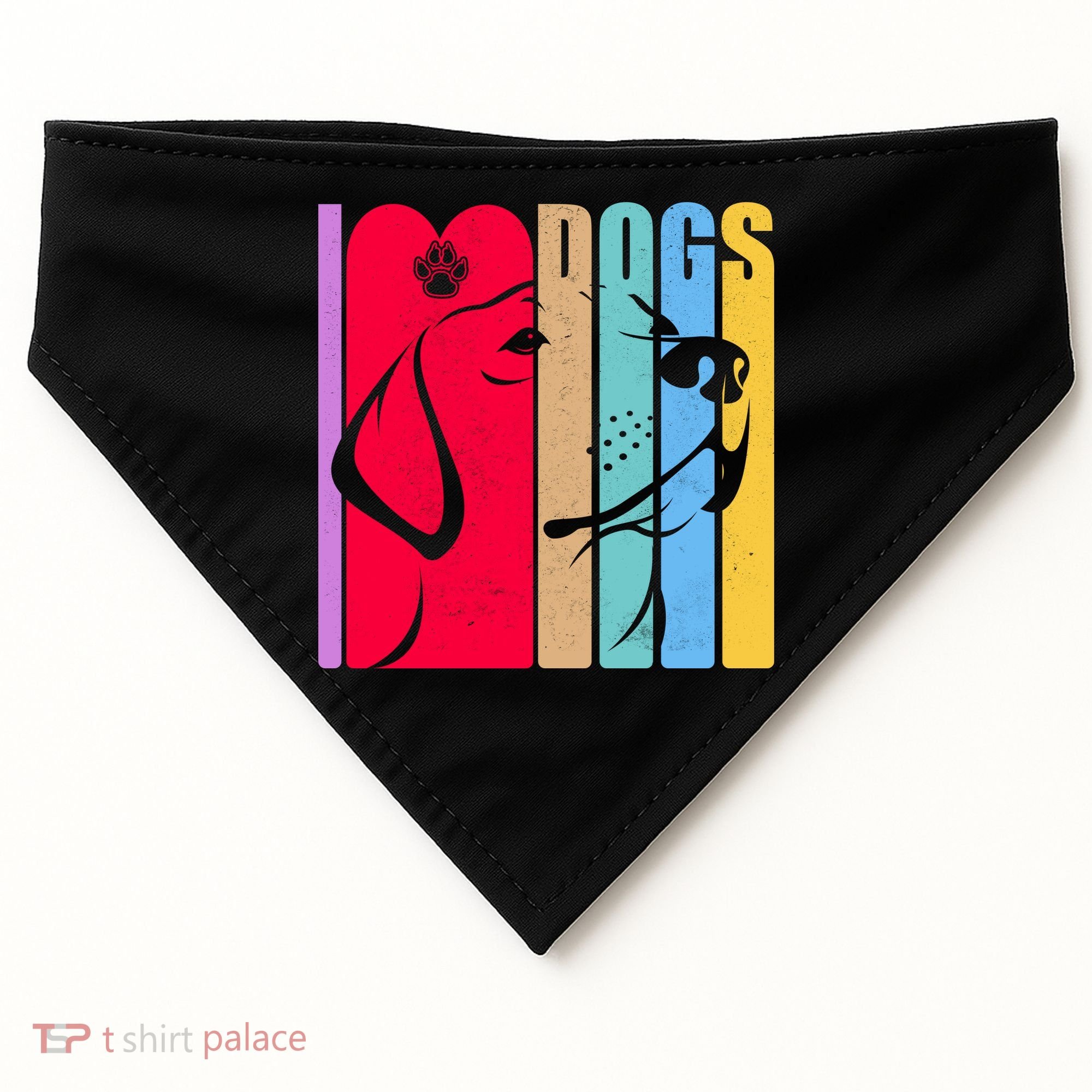 Retro I Love Dogs USA-Made Doggie Bandana