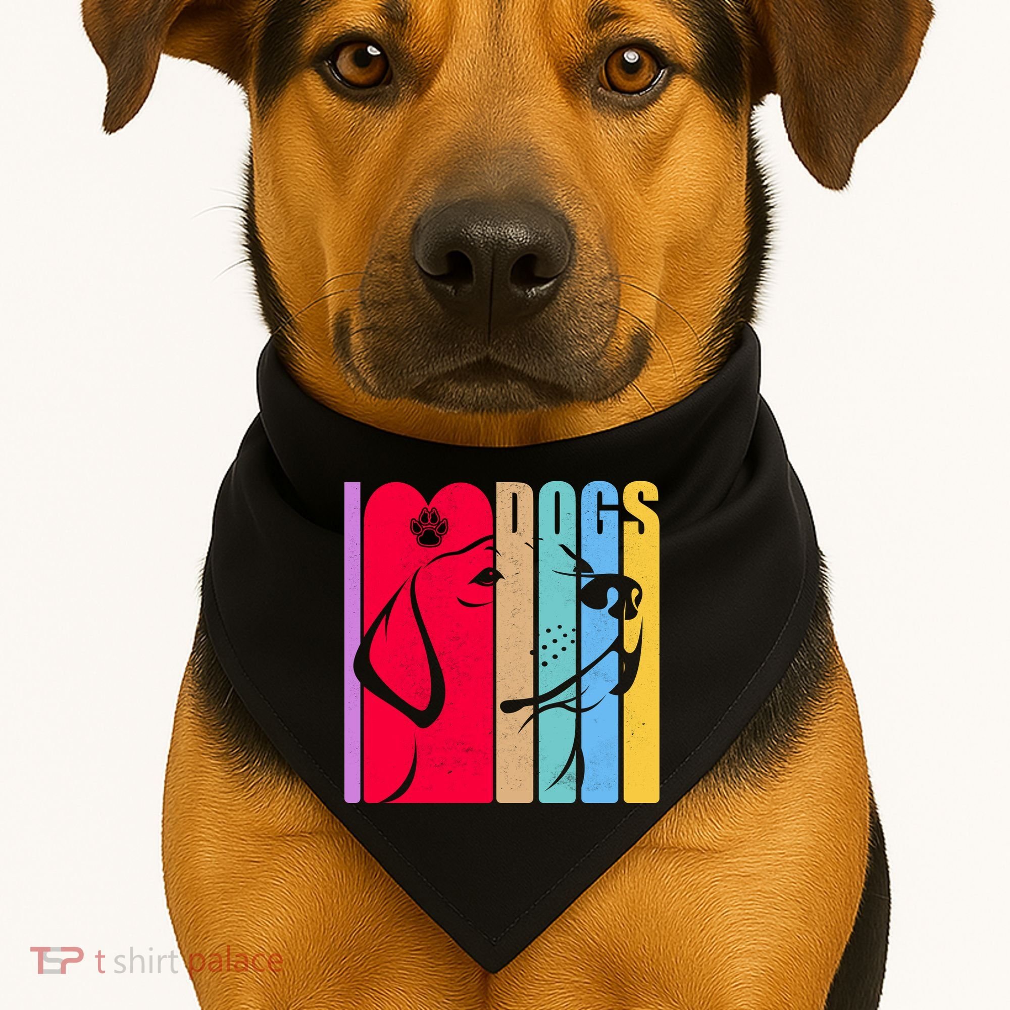 Retro I Love Dogs USA-Made Doggie Bandana