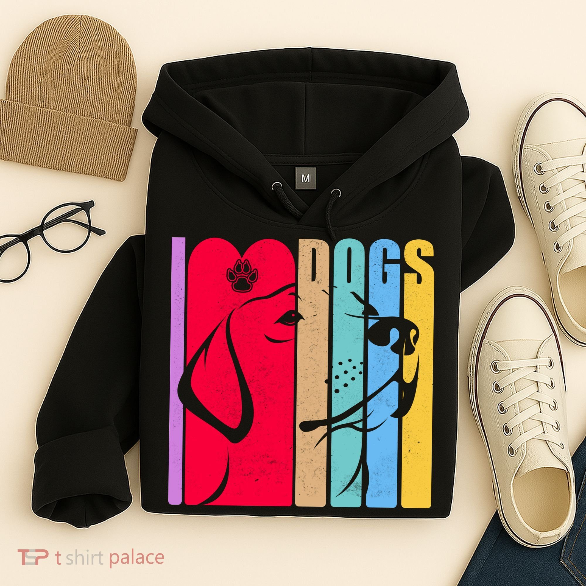 Retro I Love Dogs Hoodie
