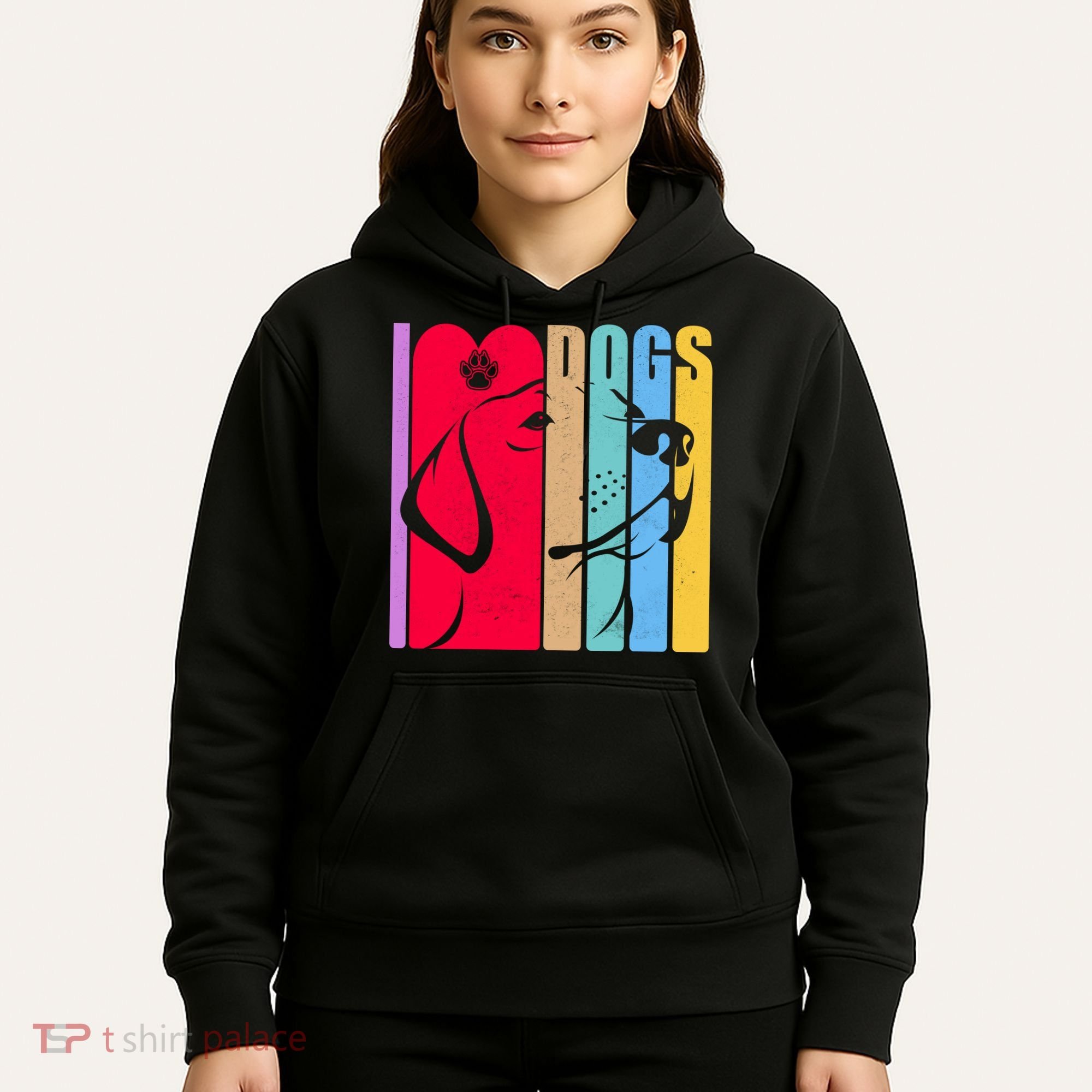 Retro I Love Dogs Hoodie