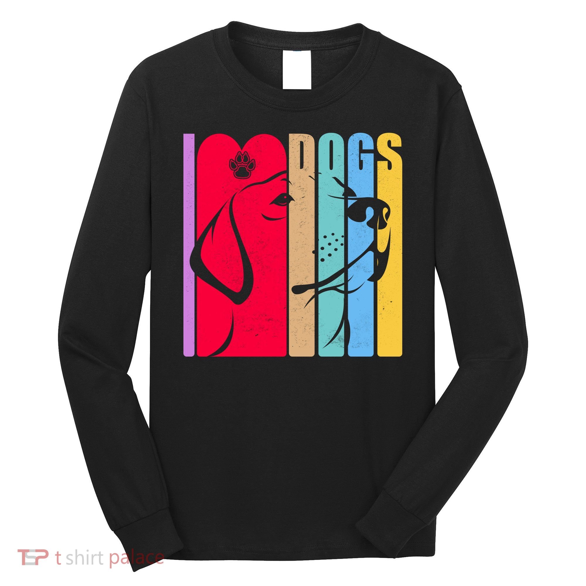 Retro I Love Dogs Long Sleeve Shirt