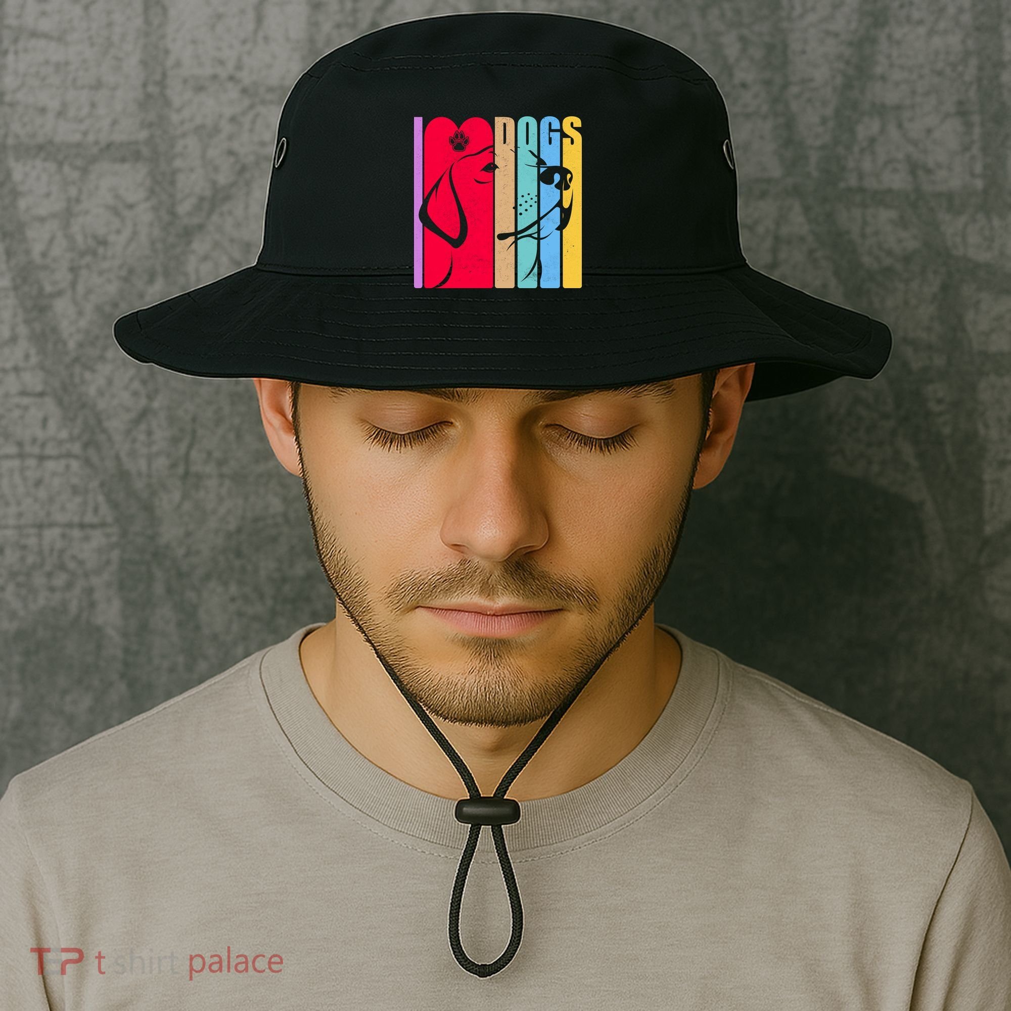 Retro I Love Dogs Bucket Hat