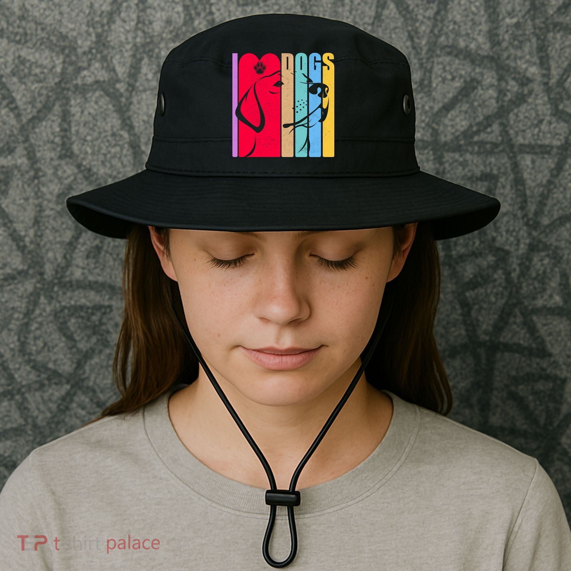 Retro I Love Dogs Bucket Hat