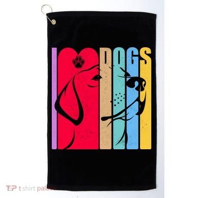 Retro I Love Dogs Golf Towel
