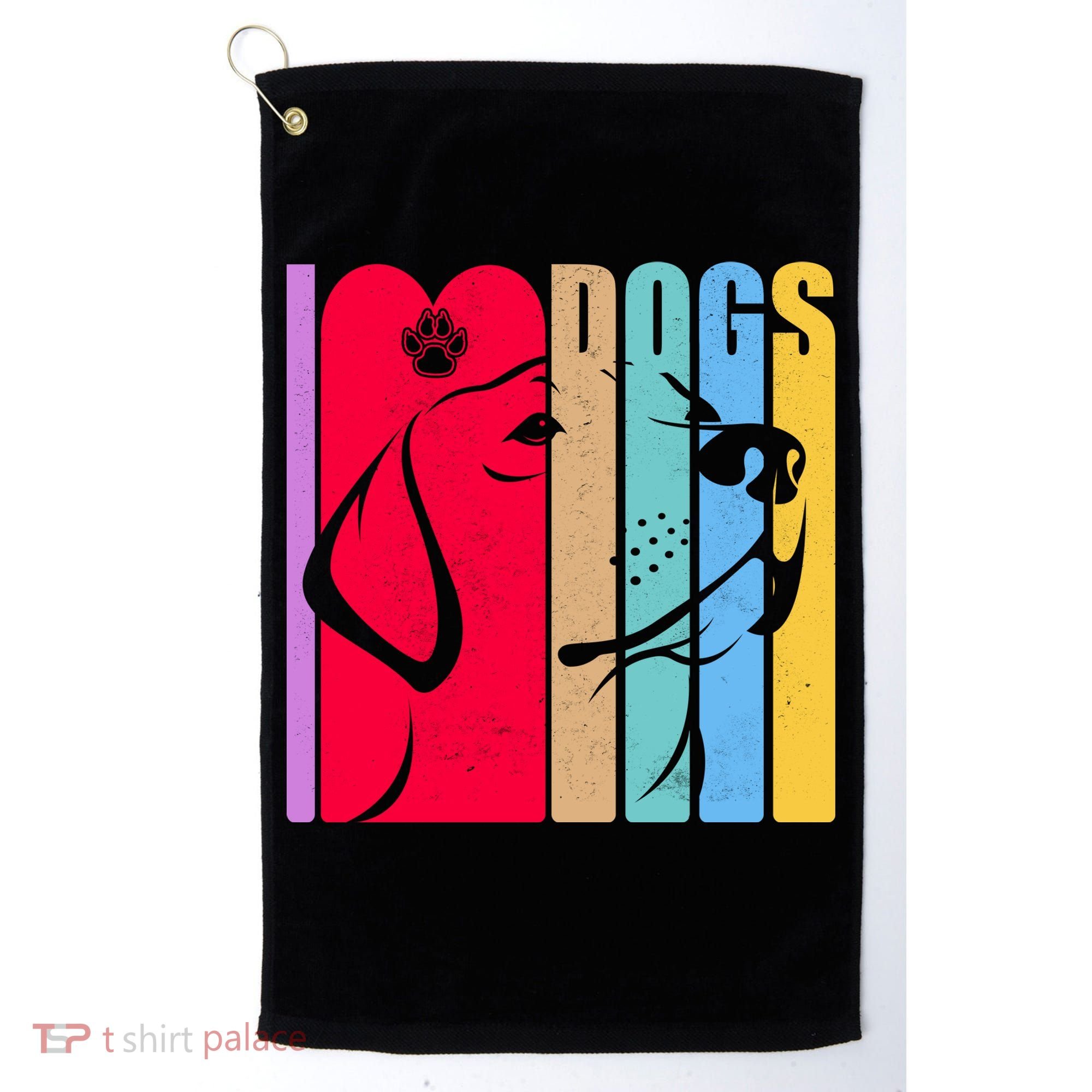 Retro I Love Dogs Golf Towel