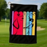 Retro I Love Dogs Golf Towel thumb 1