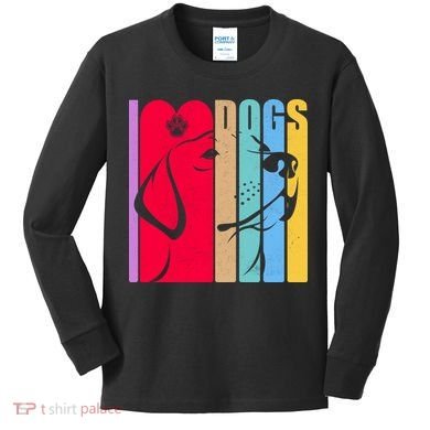 Retro I Love Dogs Kids Long Sleeve Shirt