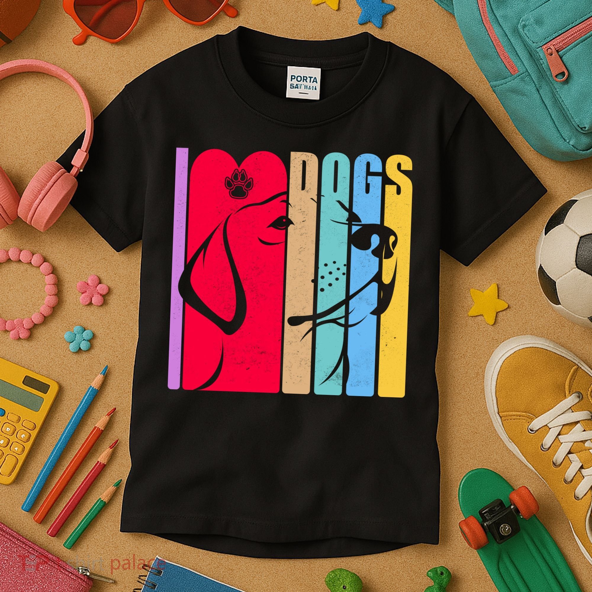 Retro I Love Dogs Kids T-Shirt