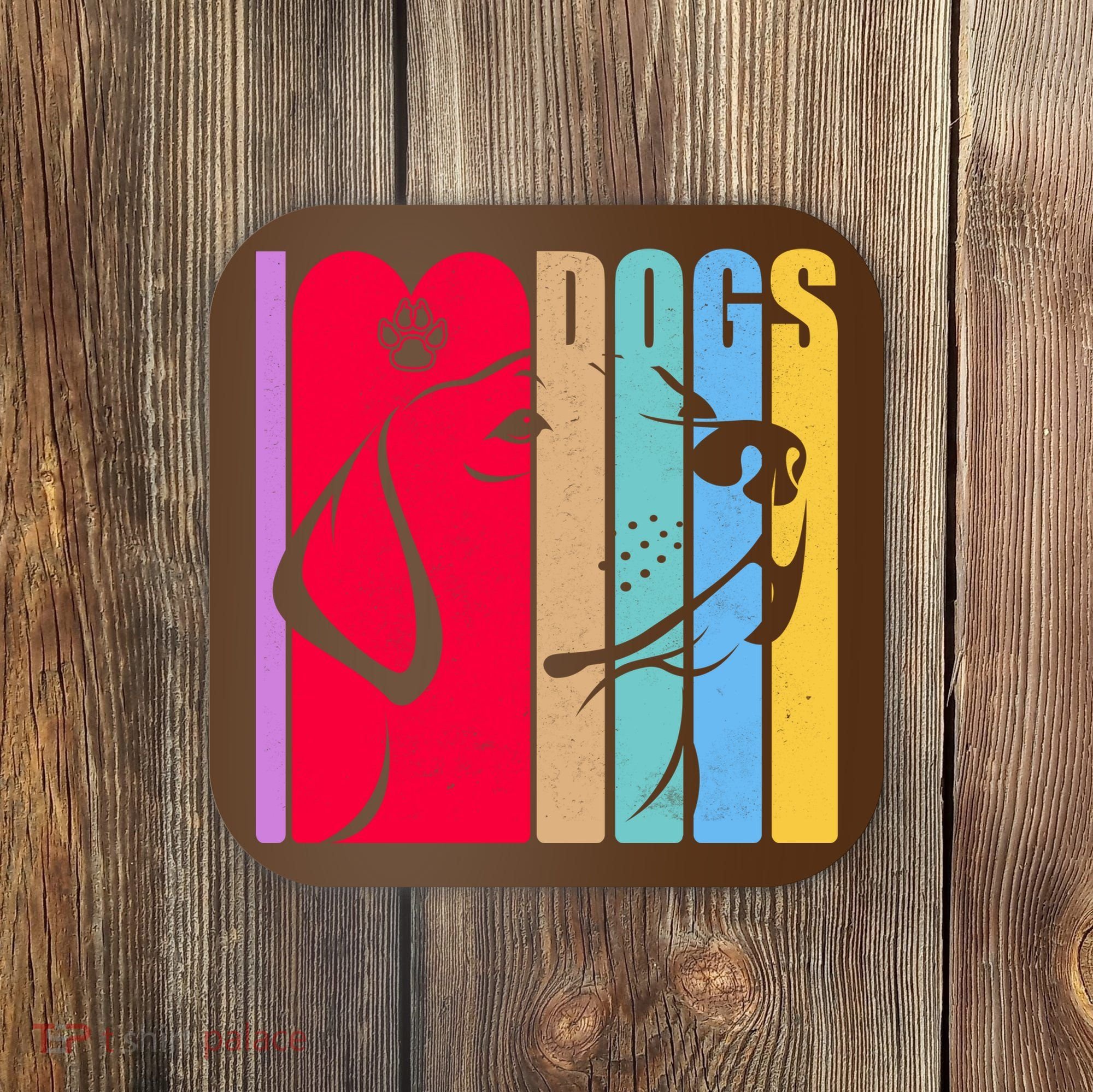 Retro I Love Dogs Coaster