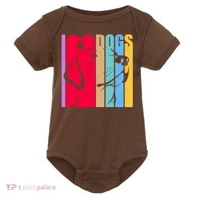 Retro I Love Dogs Baby Bodysuit
