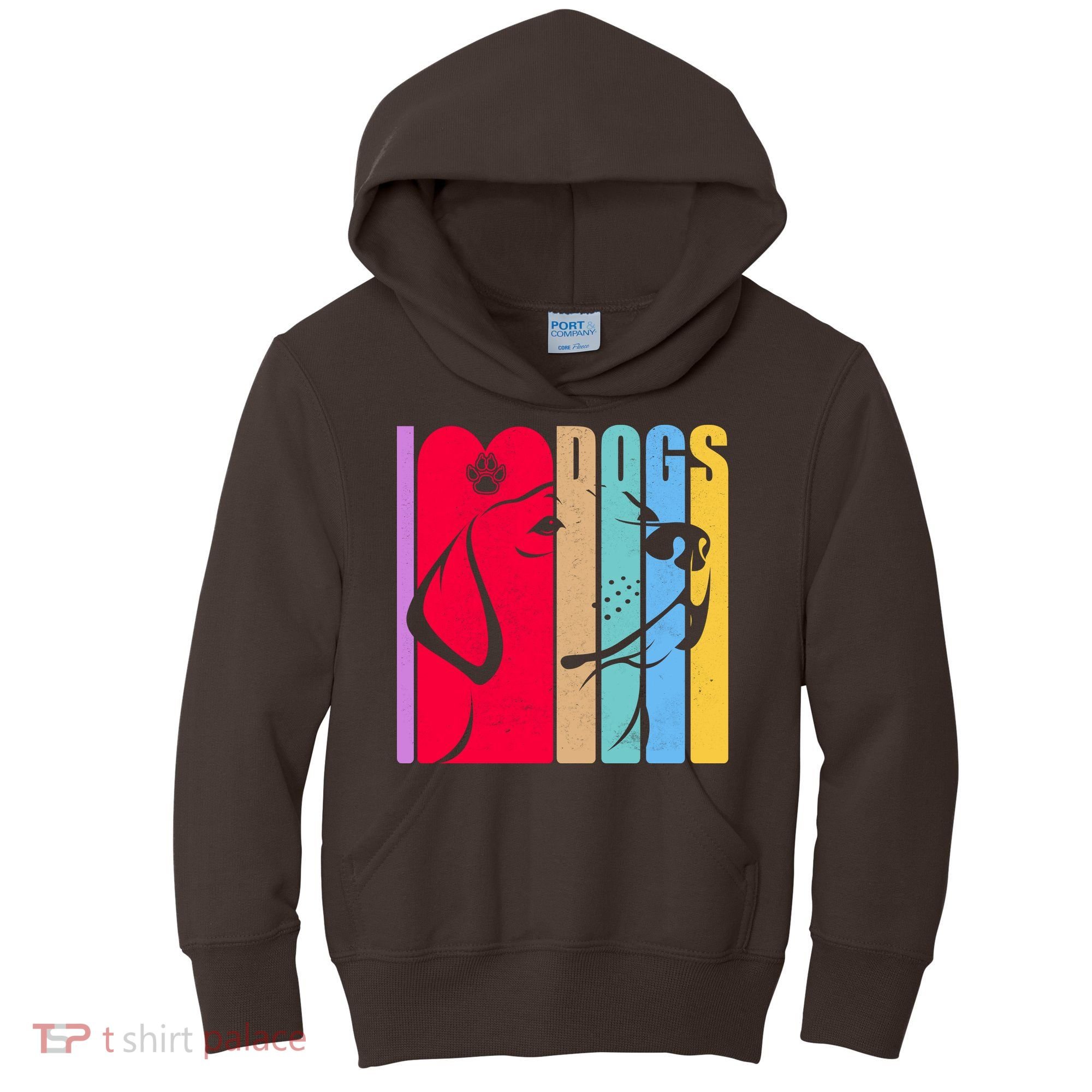 Retro I Love Dogs Kids Hoodie