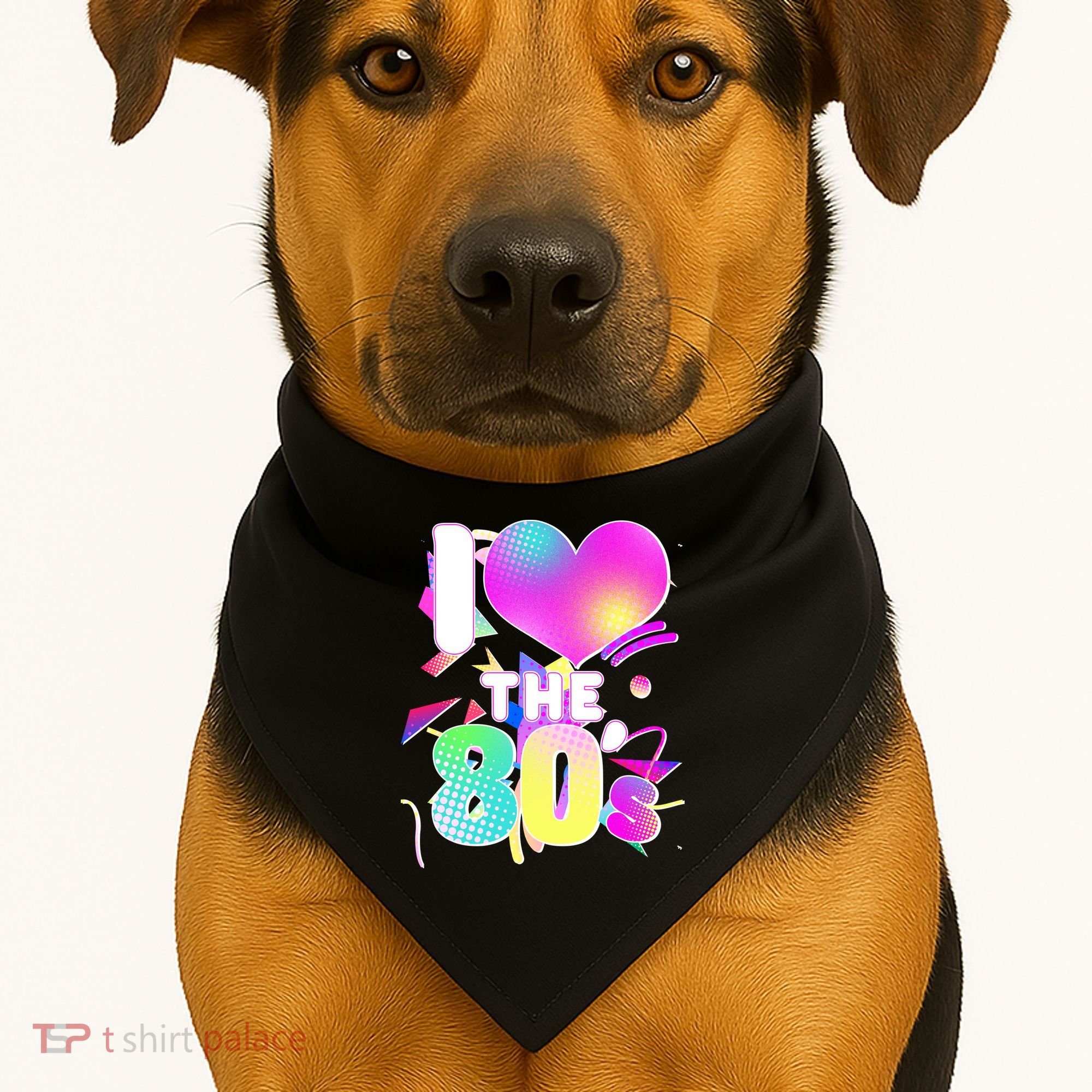 Retro I Love The 80's  USA-Made Doggie Bandana