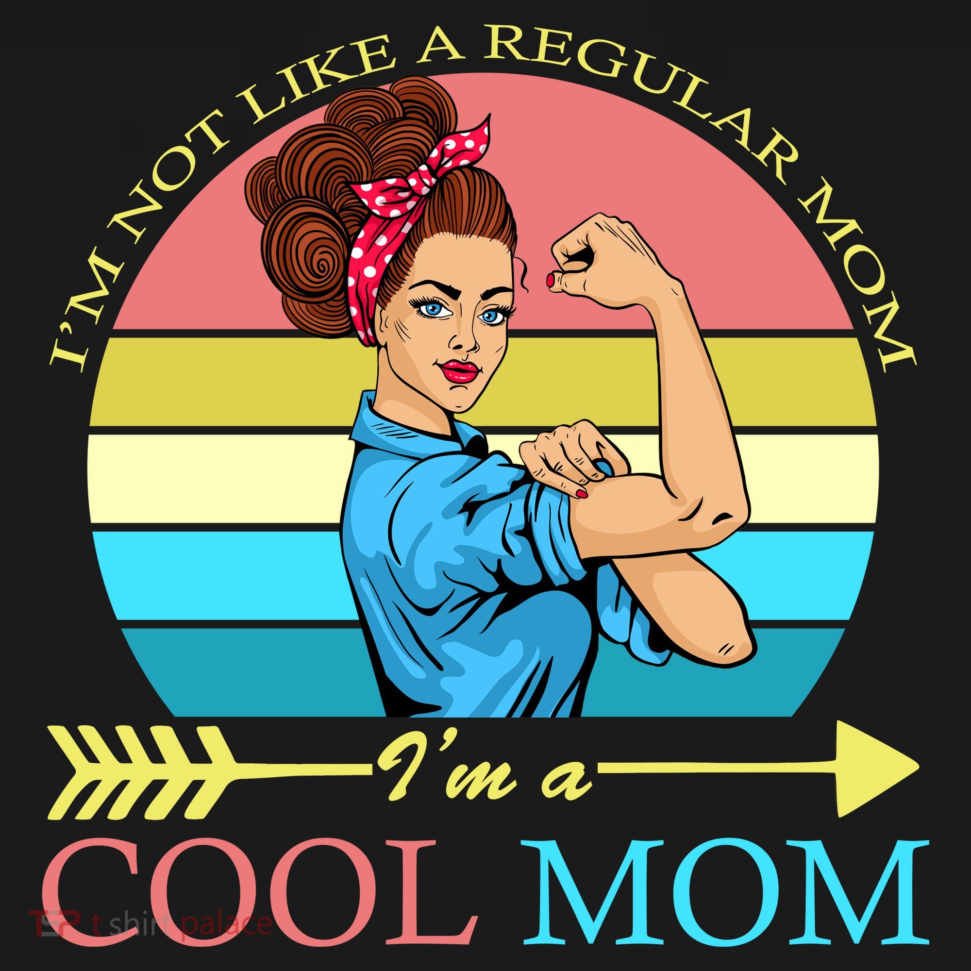 Retro I'm Not A Regular Mom I'm A Cool Mom USA-Made Doggie Bandana