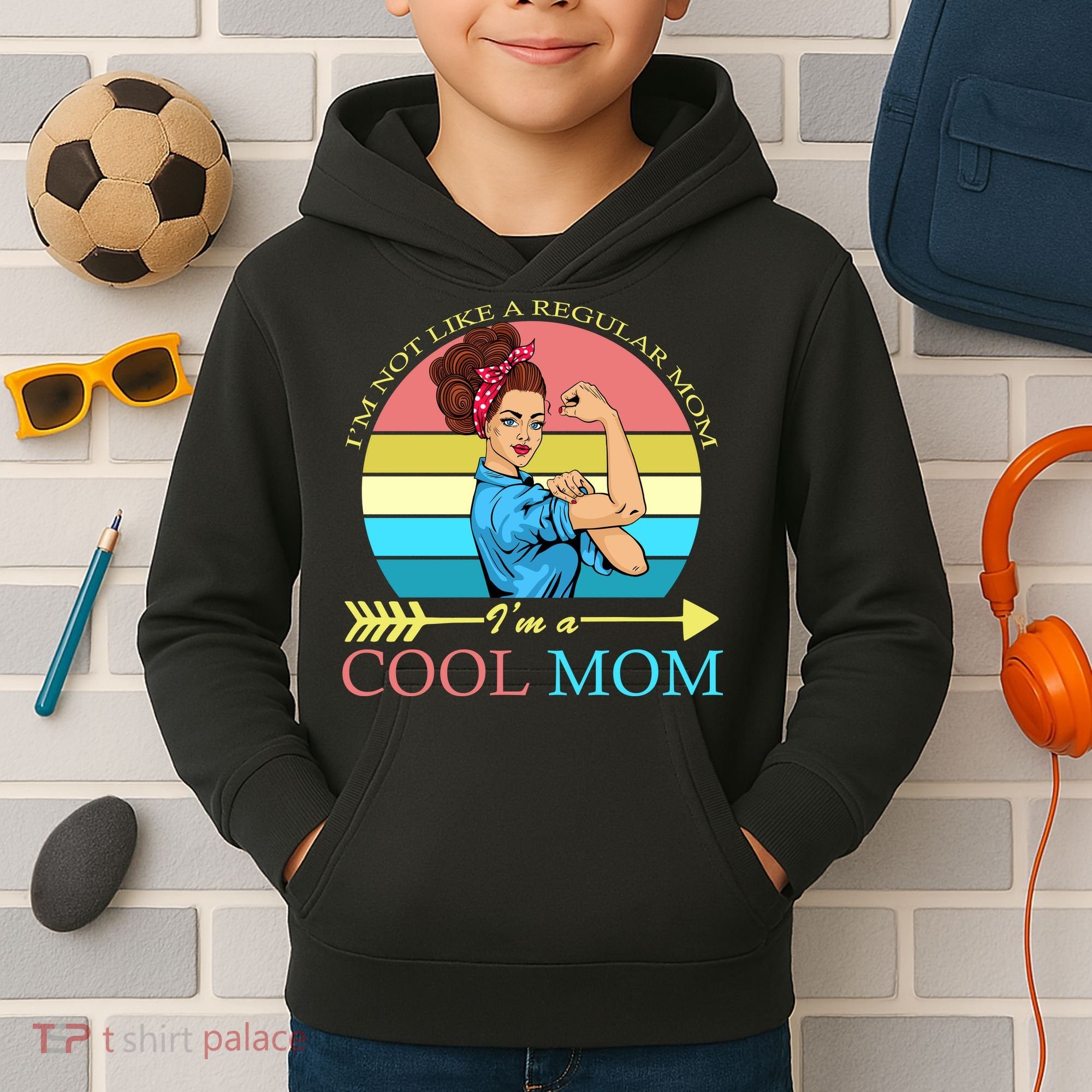Retro I'm Not A Regular Mom I'm A Cool Mom Kids Hoodie