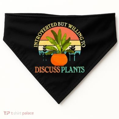Retro Introverted But Willing To Discuss Plants USA-Made Doggie Bandana