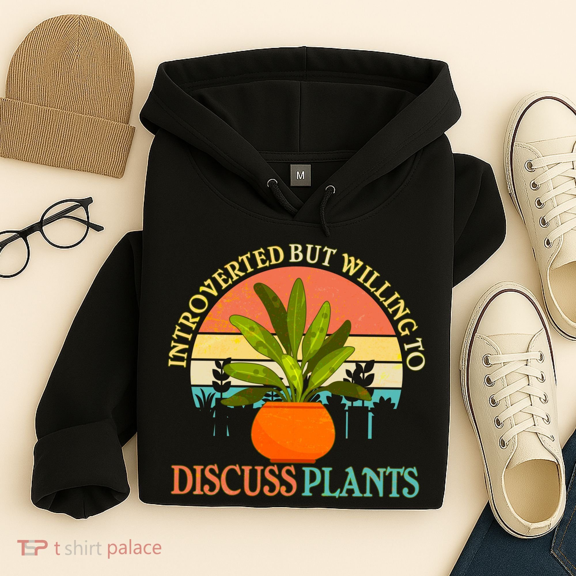 Retro Introverted But Willing To Discuss Plants Hoodie
