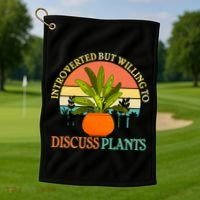 Retro Introverted But Willing To Discuss Plants Golf Towel thumb 1