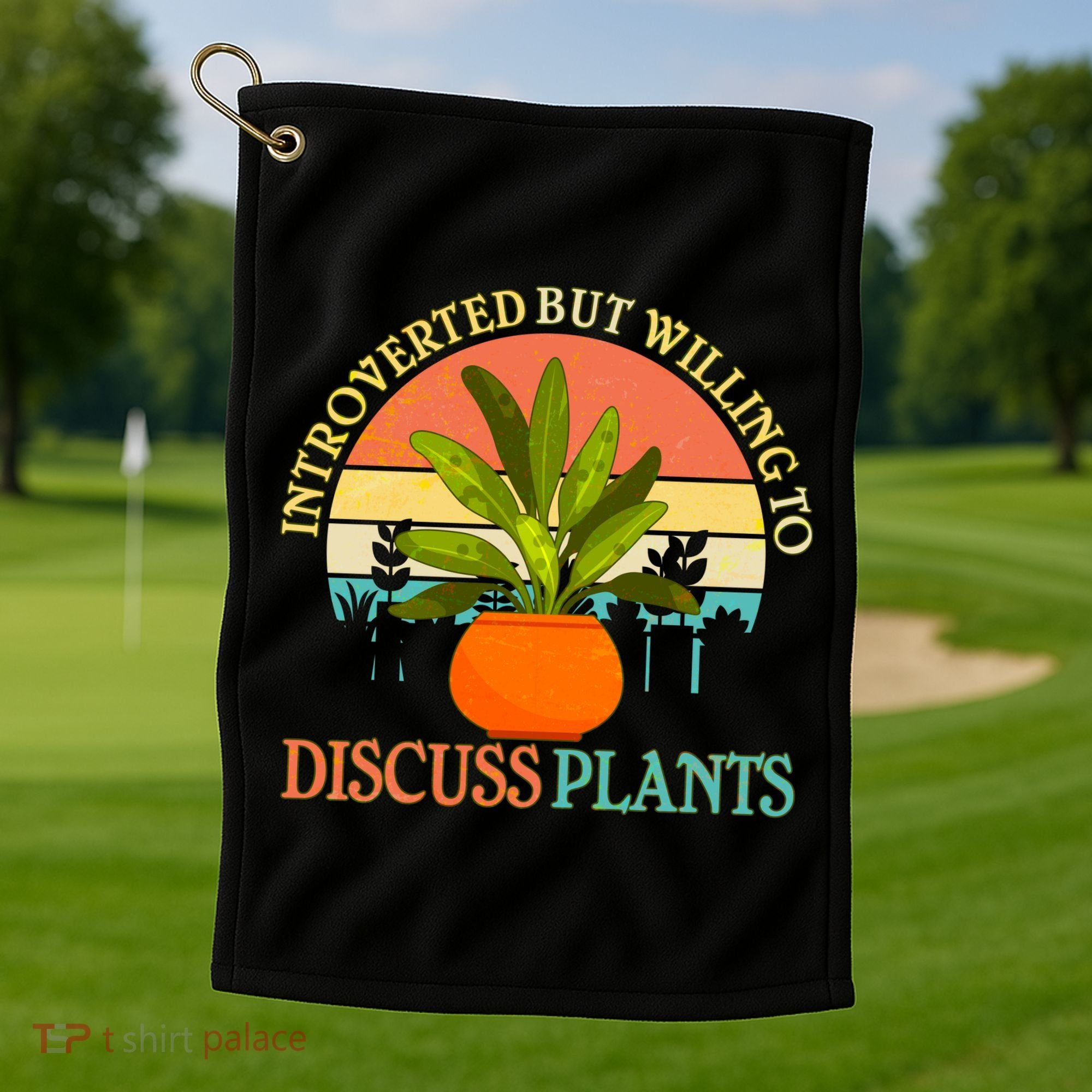 Retro Introverted But Willing To Discuss Plants Golf Towel