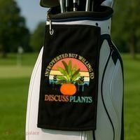 Retro Introverted But Willing To Discuss Plants Golf Towel thumb 2