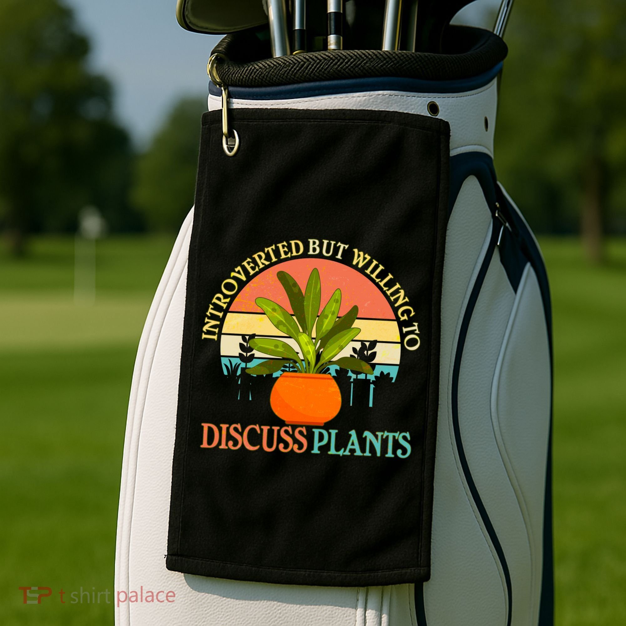 Retro Introverted But Willing To Discuss Plants Golf Towel