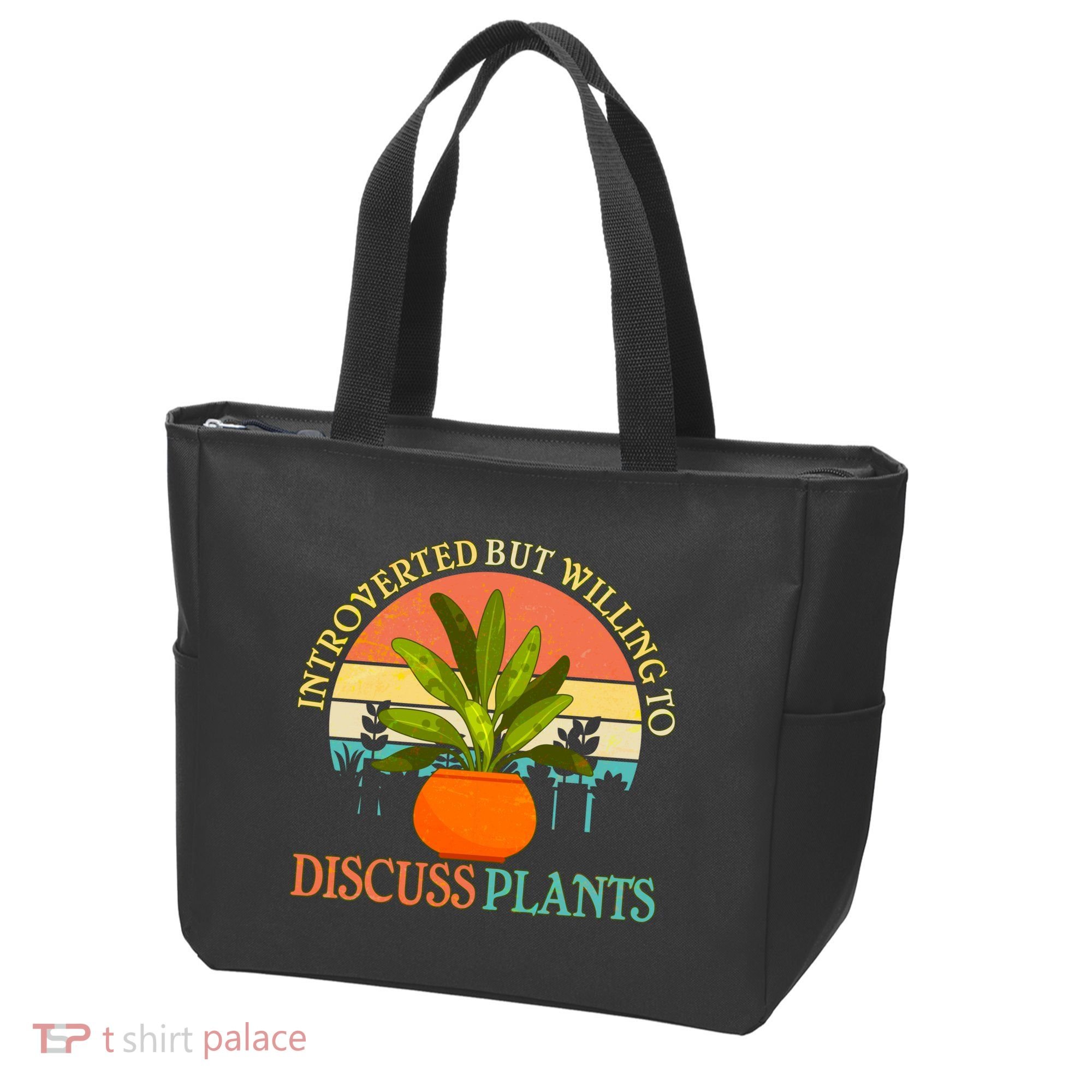 Retro Introverted But Willing To Discuss Plants Tote Bag