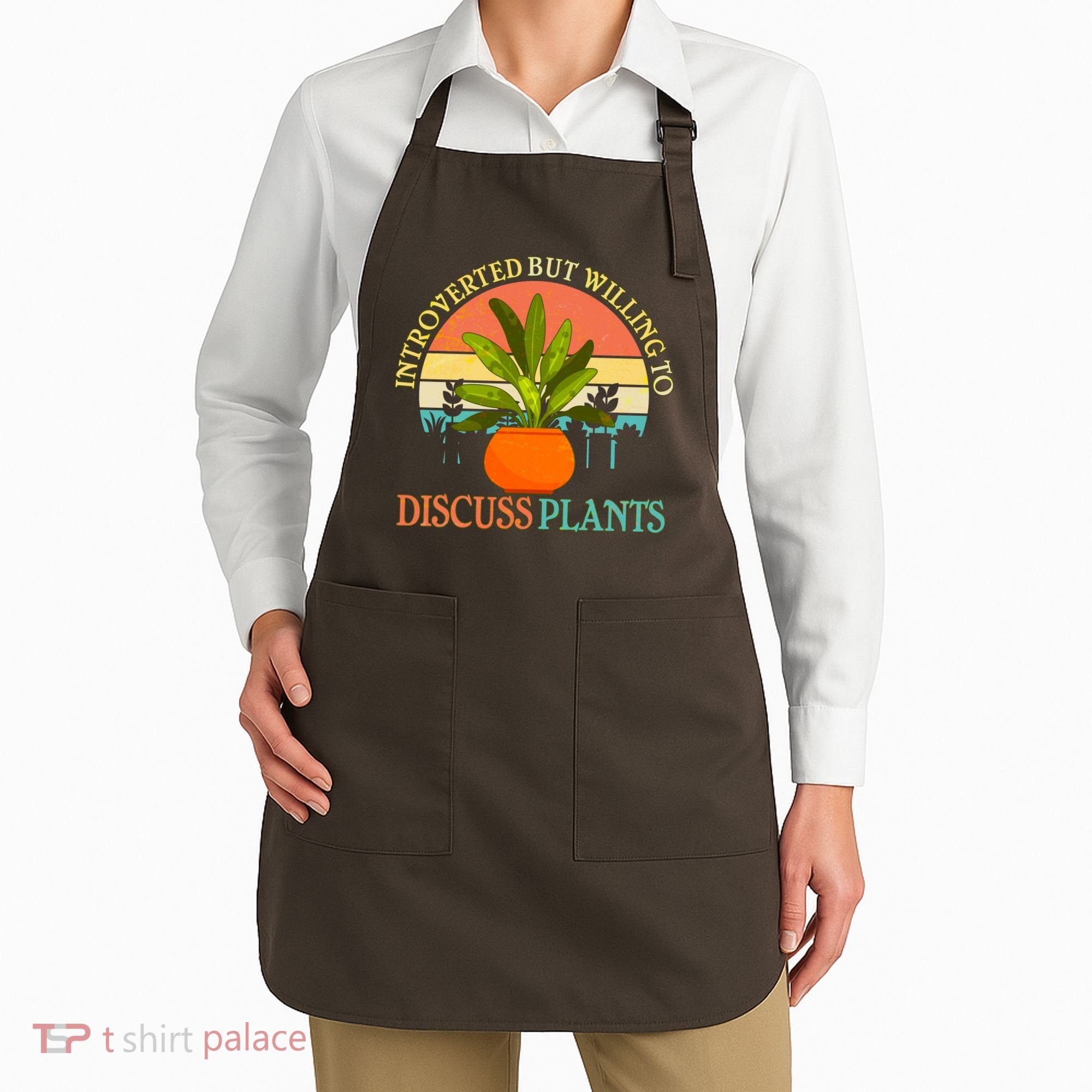 Retro Introverted But Willing To Discuss Plants Apron