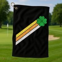 Retro Irish Clover Comet Golf Towel thumb 1
