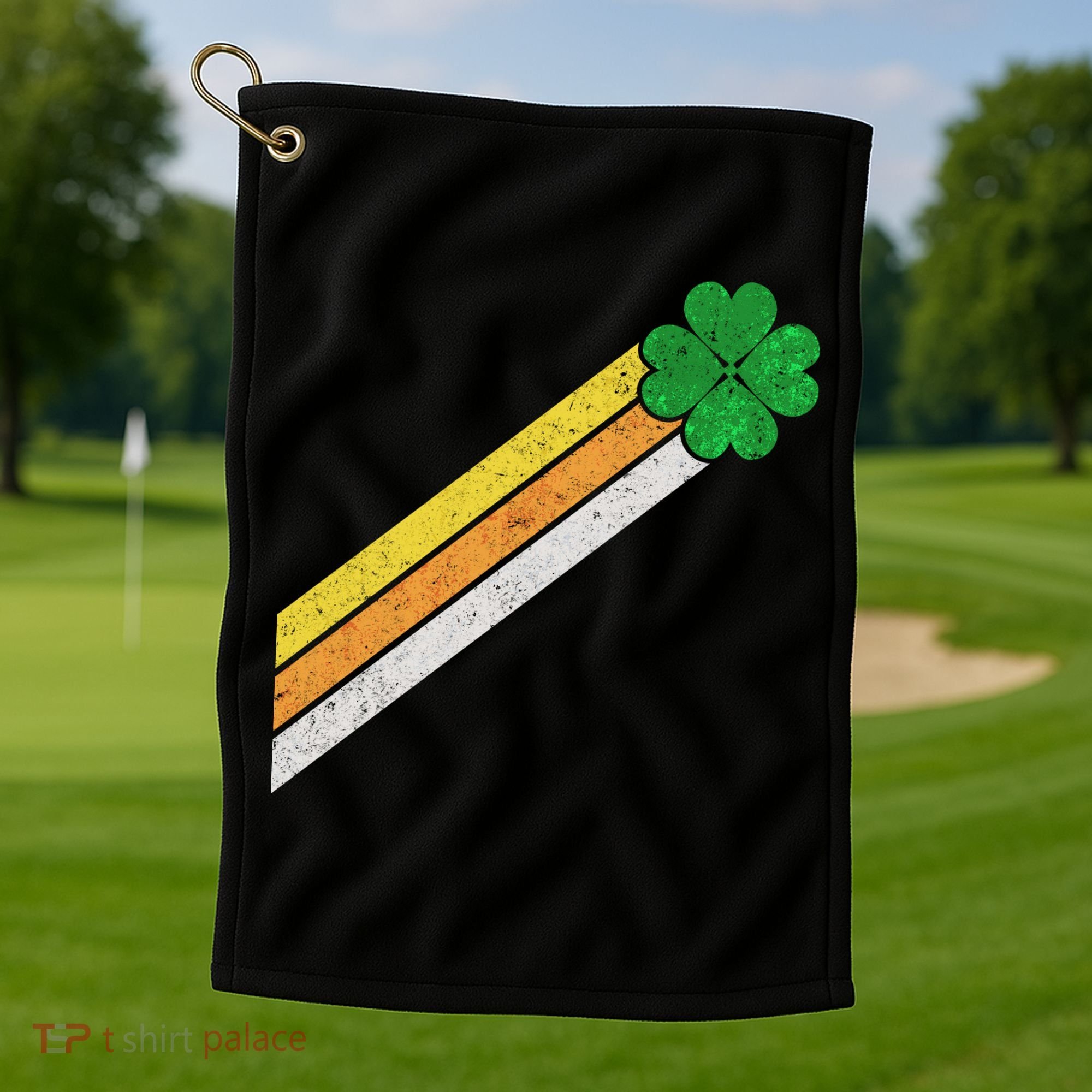 Retro Irish Clover Comet Golf Towel