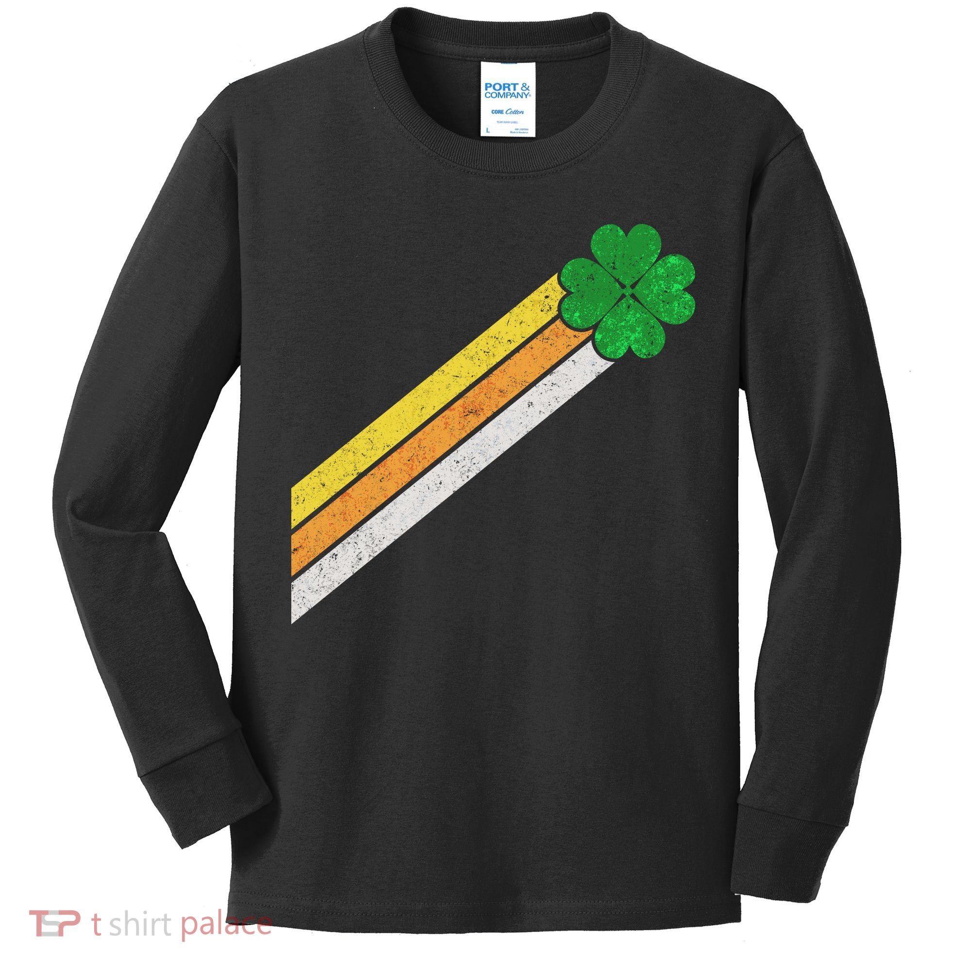 Retro Irish Clover Comet Kids Long Sleeve Shirt
