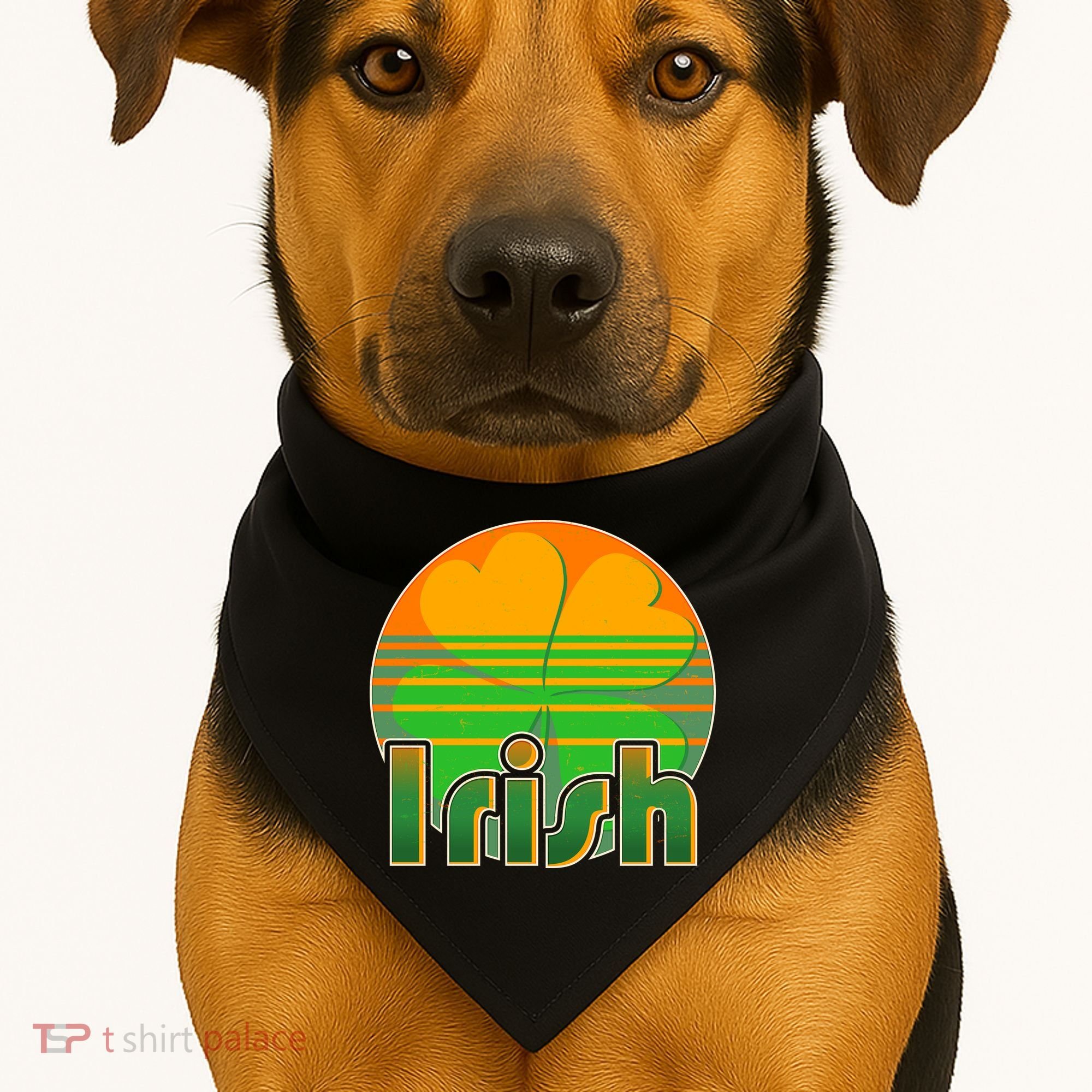 Retro Irish Shamrock Emblem USA-Made Doggie Bandana