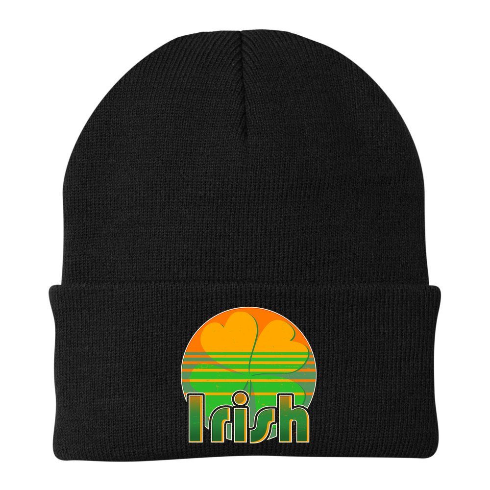 Retro Irish Shamrock Emblem Beanie