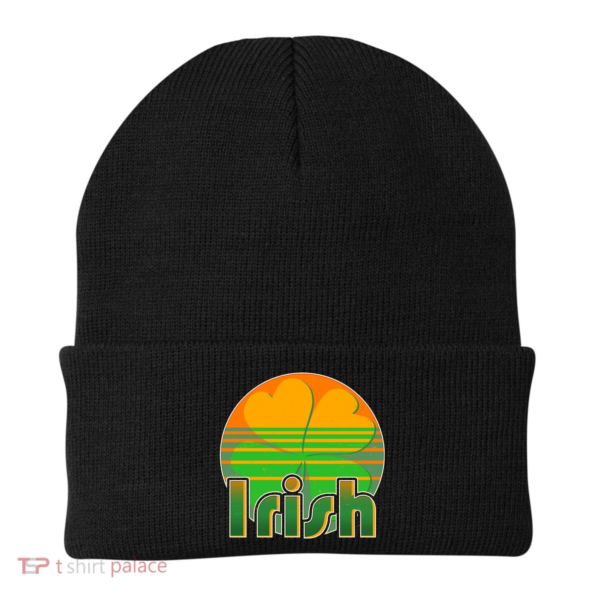 Retro Irish Shamrock Emblem Beanie